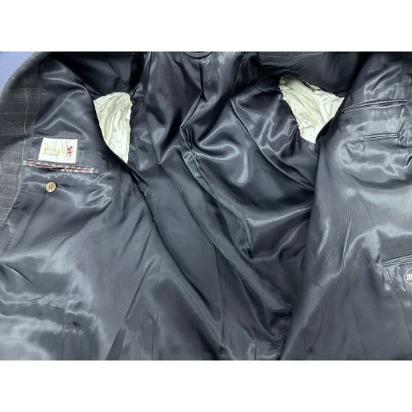 VTG Pringle of Scotland Mens Sport Coat Charcoal Windowpane Sport Jacket 38R - Picture 9 of 9